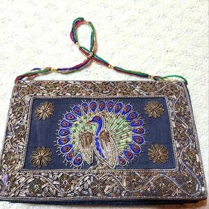Peacock embellished party clutch handmade